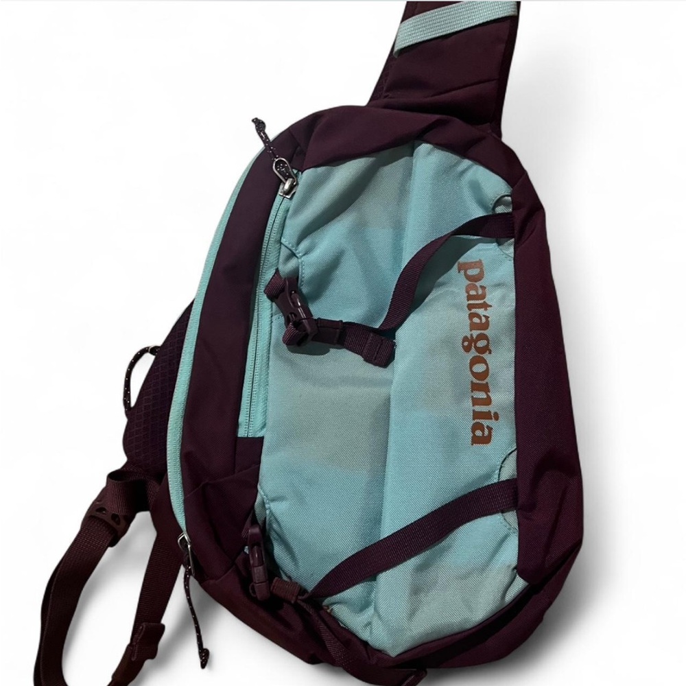 Patagonia Aqua and Maroon Sling Bag